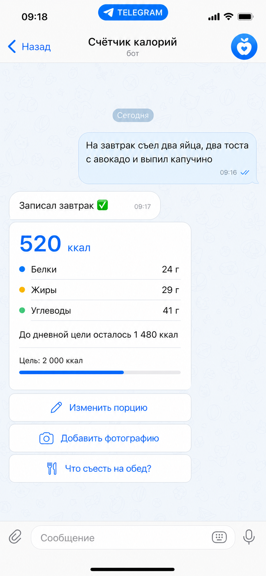 Экран проекта «СЧЁТЧИК КАЛОРИЙ»