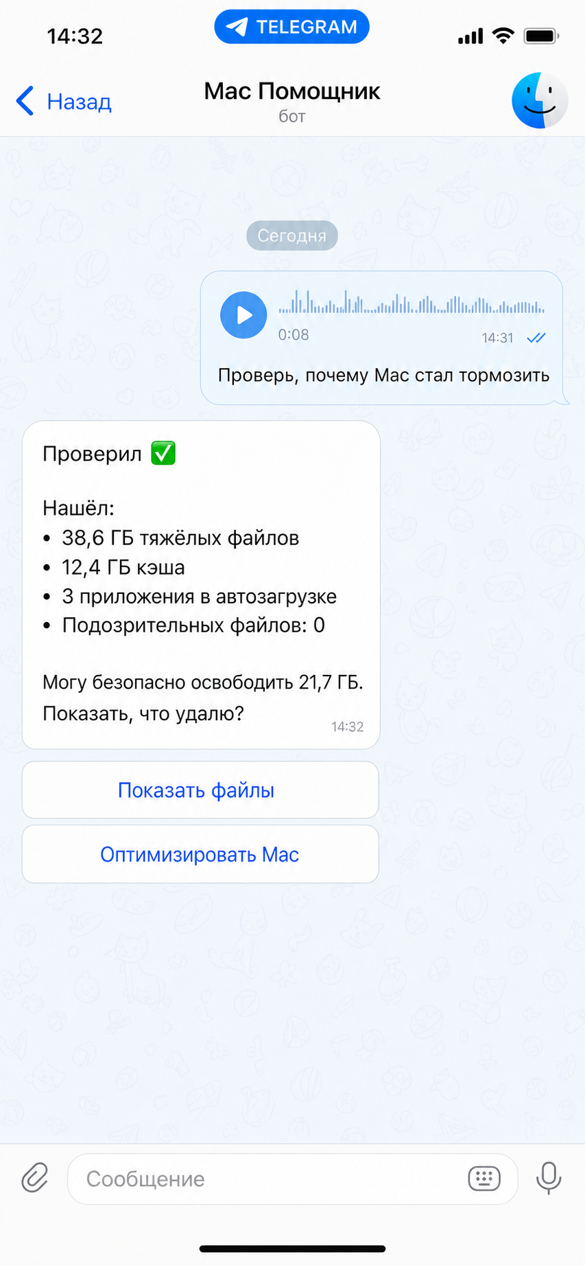 Экран проекта «АССИСТЕНТ ПО ОЧИСТКЕ MAC»